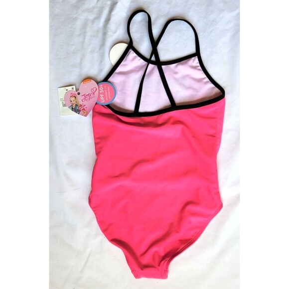 NWT Jojo Siwa S One Piece Flip Sequins Bathing Swim Suit Pink UPF 50+ Crisscross - Picture 4 of 8